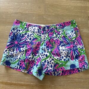 Lilly Pulitzer 5" Callahan‎ Knit Shorts Navy Pink In The Garden Stretch 4